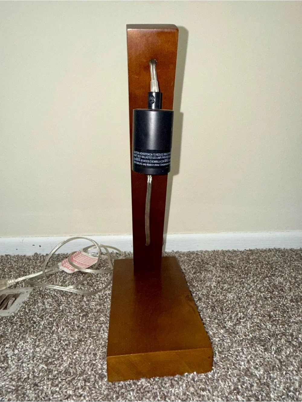 Modern wood hanging bulb table lamp